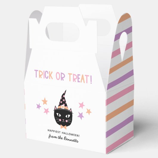 Schattigee kat heks pastel halloween naam trick tr bedankdoosjes (Geopend)