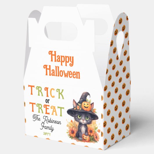 Schattigee kat heks Pet Trick or treat Halloween Bedankdoosjes (Geopend)