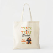Schattigee kat heks Pet Trick or treat Halloween Tote Bag (Voorkant)