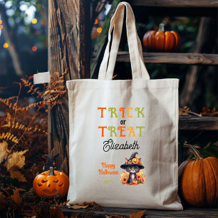 Schattigee kat heks Pet Trick or treat Halloween Tote Bag