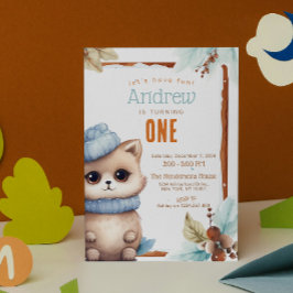 Schattigee Kat Herfst Winter Aangepaste Verjaardag Kaart