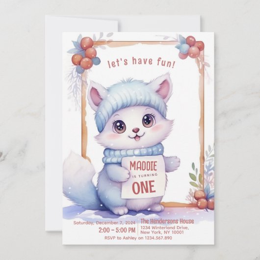 Schattigee Kat Herfst Winter Aangepaste Verjaardag Kaart (Voorkant)