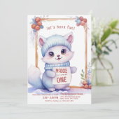 Schattigee Kat Herfst Winter Aangepaste Verjaardag Kaart (Staand voorkant)