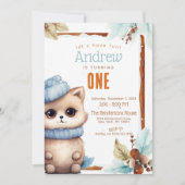 Schattigee Kat Herfst Winter Aangepaste Verjaardag Kaart (Voorkant)