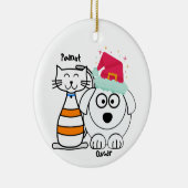 Schattigee Kat & Hond Kerst Custom Keramisch Ornament (Rechts)