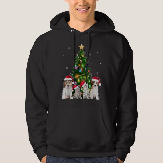 Schattigee Kat & Hond Kerstboom Kat Lover Xmas Hui Hoodie (Voorkant)