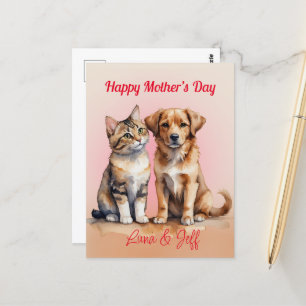 Schattigee Kat & Hond Waterverf Briefkaart
