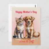 Schattigee Kat & Hond Waterverf Briefkaart (Voorkant / Achterkant)