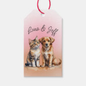 Schattigee Kat & Hond Waterverf Cadeaulabel (Voorkant)