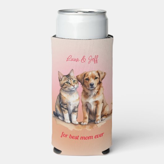 Schattigee Kat & Hond Waterverf Seltzer Blikjeskoeler (Seltzer Voorkant)