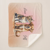 Schattigee Kat & Hond Waterverf Sherpa Deken (Voorkant)