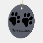 Schattigee Kat Hondenpootafdrukken -grijs achtergr Keramisch Ornament (Rechts)