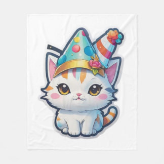 Schattigee kat houdt een nieuwjaarsfeest fleece deken