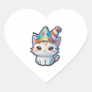 Schattigee kat houdt een nieuwjaarsfeest hart sticker