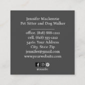 Schattigee kat huisdier sitter en hond walker vierkante visitekaartje (Achterkant)