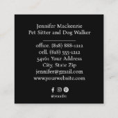 Schattigee kat huisdier sitter en hond walker vierkante visitekaartje (Achterkant)