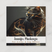 Schattigee kat huisdier sitter en hond walker vierkante visitekaartje (Voorkant)