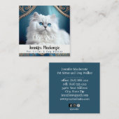 Schattigee kat huisdier sitter en hond walker vierkante visitekaartje (Voorkant / Achterkant)