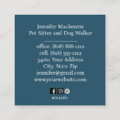 Schattigee kat huisdier sitter en hond walker vierkante visitekaartje (Achterkant)