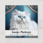 Schattigee kat huisdier sitter en hond walker vierkante visitekaartje (Voorkant)