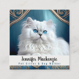 Schattigee kat huisdier sitter en hond walker vierkante visitekaartje