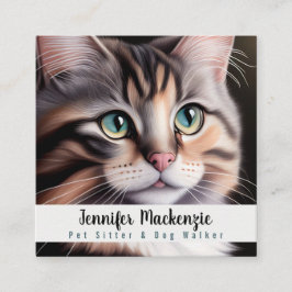 Schattigee kat huisdier sitter en hond walker vierkante visitekaartje