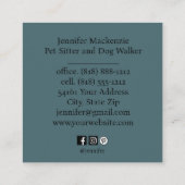 Schattigee kat huisdier sitter en hond walker vierkante visitekaartje (Achterkant)