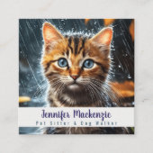 Schattigee kat huisdier sitter en hond walker vierkante visitekaartje (Voorkant)