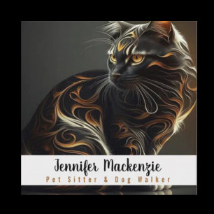 Schattigee kat huisdier sitter en hond walker vierkante visitekaartje