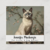 Schattigee kat huisdier sitter en hond walker vierkante visitekaartje (Voorkant)