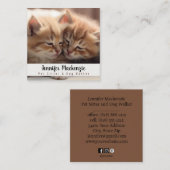 Schattigee kat huisdier sitter en hond walker vierkante visitekaartje (Voorkant / Achterkant)