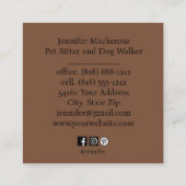 Schattigee kat huisdier sitter en hond walker vierkante visitekaartje (Achterkant)