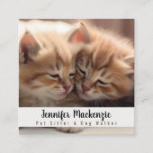 Schattigee kat huisdier sitter en hond walker vierkante visitekaartje (Voorkant)