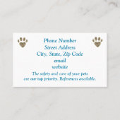 Schattigee Kat Huisdier Zittend Dier Professioneel Visitekaartje (Achterkant)