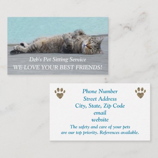 Schattigee Kat Huisdier Zittend Dier Professioneel Visitekaartje (Voorkant / Achterkant)