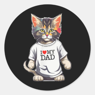 Schattigee kat Ik hou van mijn vader voor de beste Ronde Sticker