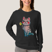 Schattigee kat illustratie en daffodil maart geboo t-shirt (Voorkant)