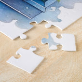 Schattigee kat in bloemenvenster legpuzzel (Zijkant)