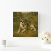 Schattigee kat in de klok van het tuinplein (Huis)