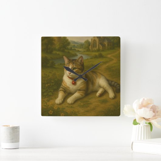 Schattigee kat in de klok van het tuinplein (Huis)