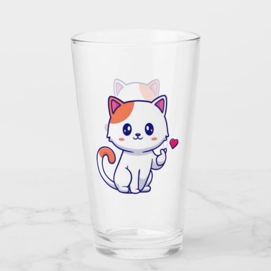Schattigee kat in de liefde teken Hand-57577 Glas (Achterkant)