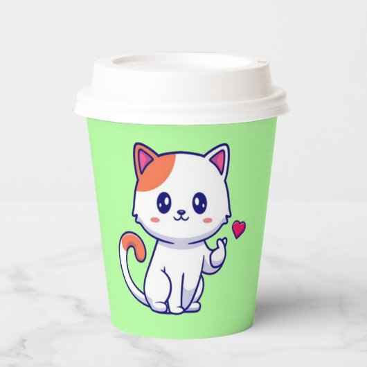 Schattigee kat in de liefde teken Hand-57577 Papieren Bekers (Voorkant)