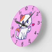 Schattigee kat in de liefde teken Hand-57577 Ronde Klok (Hoek)