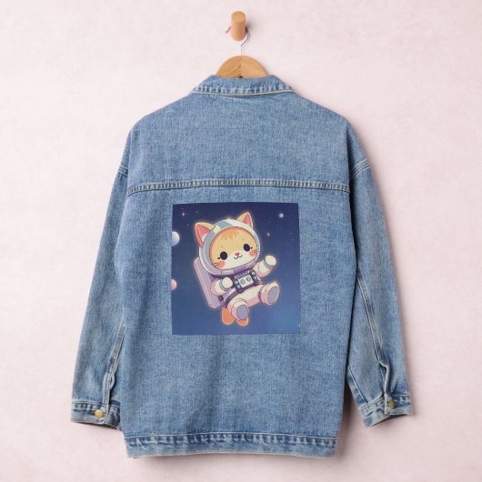 Schattigee kat in de ruimte denim jacket (Hangar)
