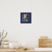 Schattigee kat in denim pocket poster (Keuken)