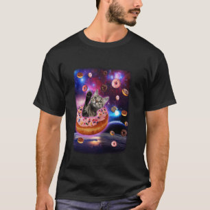 Schattigee kat in donut in de ruimte jongen meisje t-shirt