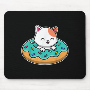 Schattigee kat in een donut Grappige kattenliefheb Muismat