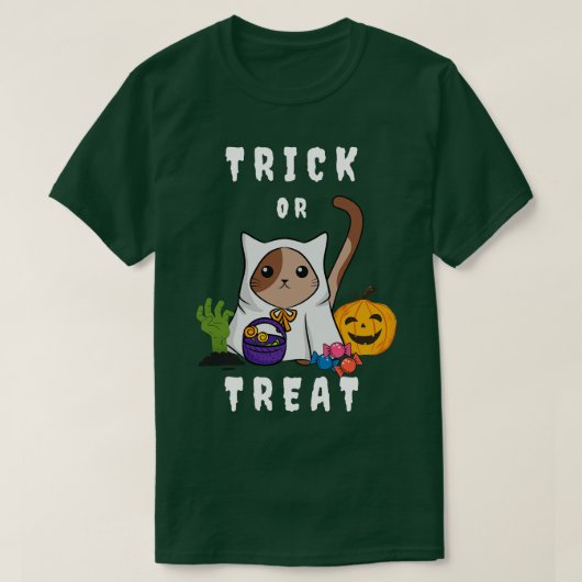 Schattigee kat in een Halloween kostuum op een don T-shirt (Design voorkant)