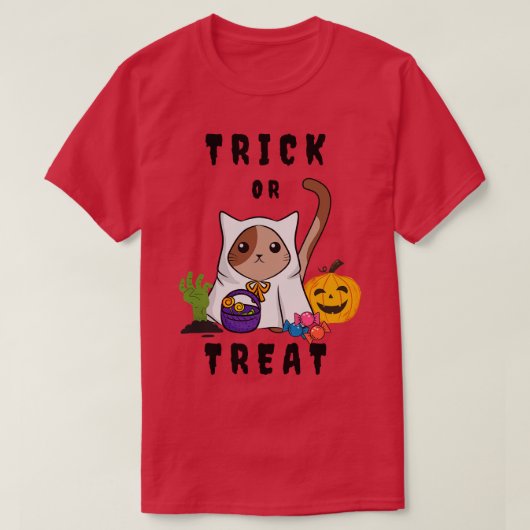 Schattigee kat in een Halloween kostuum T-shirt (Design voorkant)