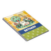 Schattigee kat in een tuin doedel kunst op maat notitieboek (Rechterzijde)